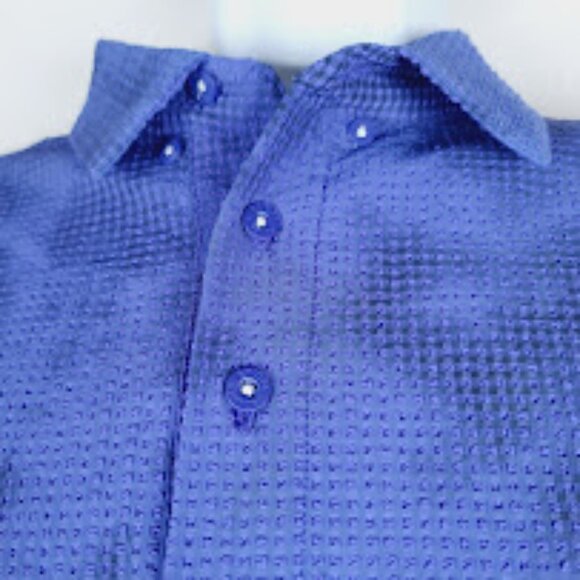 Adidas Men's Blue Playgreen Spray Die Short Sleeve Golf Casual Polo Shirt Sz XL - Picture 5 of 10